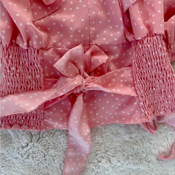 Pink Polka Dot Ruffle Blouse - Picture 4 of 6